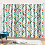 Polygon Tulip Pattern Print Pencil Pleat Curtains