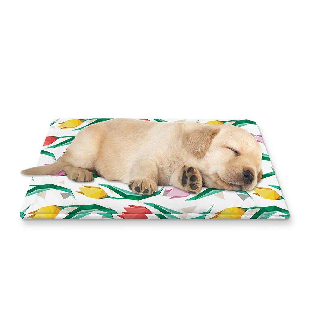 Polygon Tulip Pattern Print Pet Cooling Mat Cover