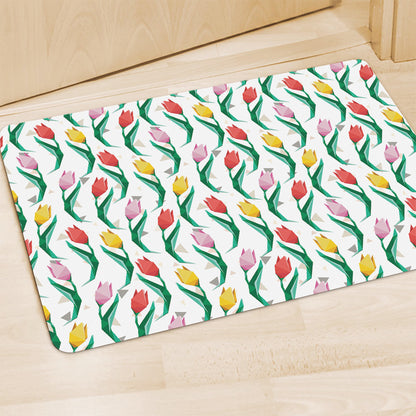 Polygon Tulip Pattern Print Polyester Doormat