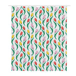 Polygon Tulip Pattern Print Polyester Shower Curtain