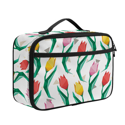 Polygon Tulip Pattern Print Portable Lunch Bag