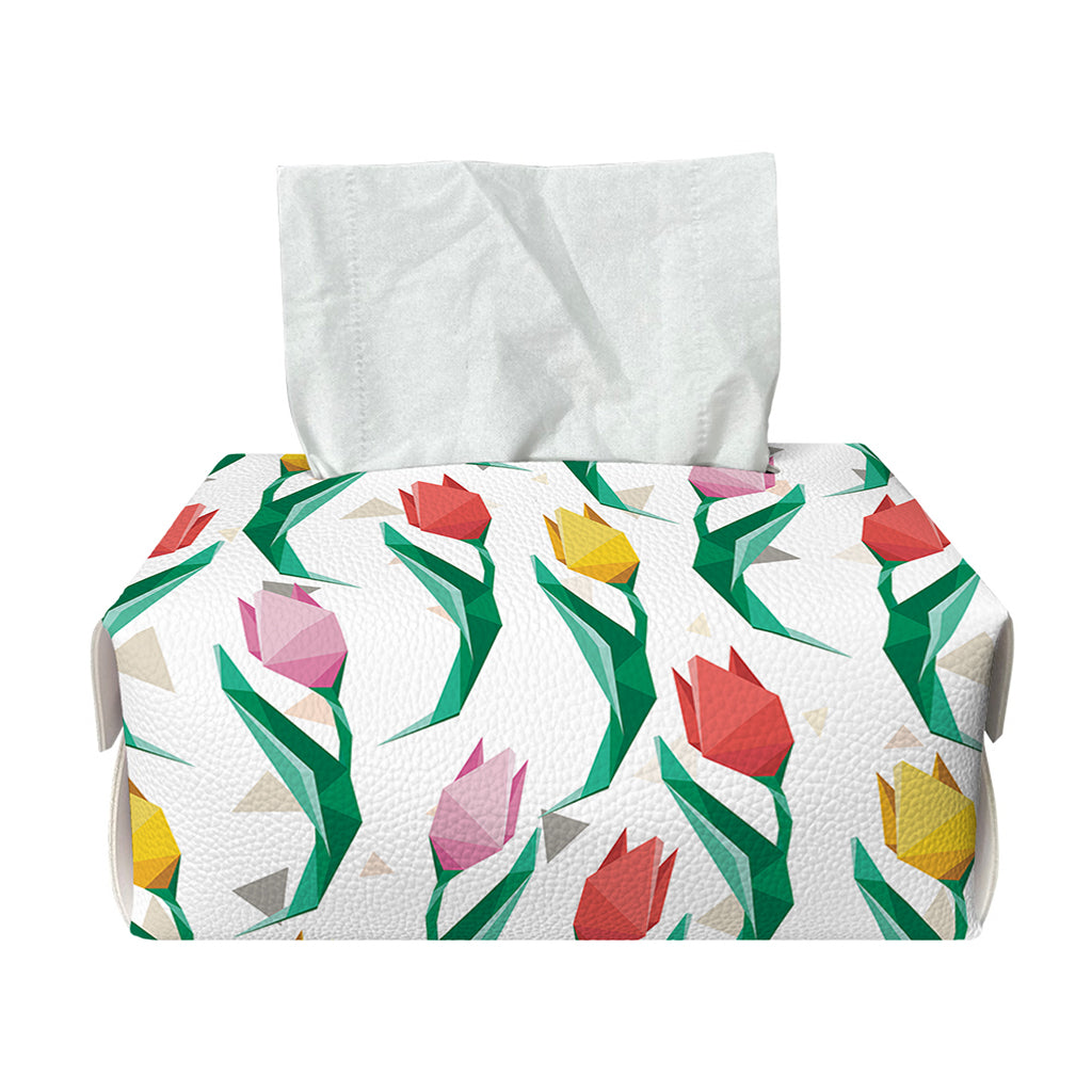 Polygon Tulip Pattern Print Rectangle Tissue Box Cover