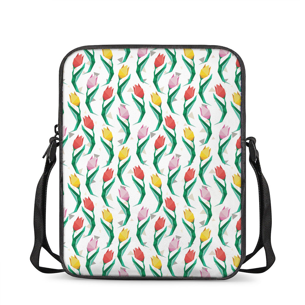 Polygon Tulip Pattern Print Rectangular Crossbody Bag
