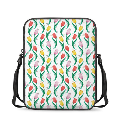 Polygon Tulip Pattern Print Rectangular Crossbody Bag