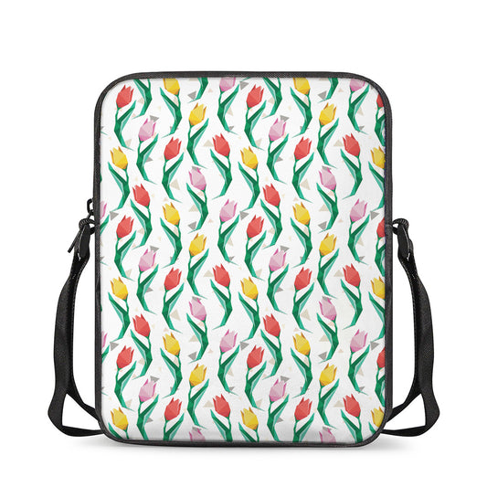 Polygon Tulip Pattern Print Rectangular Crossbody Bag