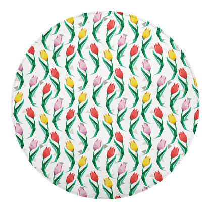 Polygon Tulip Pattern Print Round Blanket