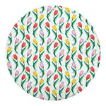 Polygon Tulip Pattern Print Round Blanket