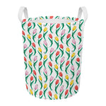 Polygon Tulip Pattern Print Round Laundry Basket