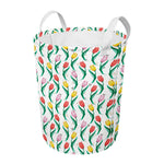 Polygon Tulip Pattern Print Round Laundry Basket