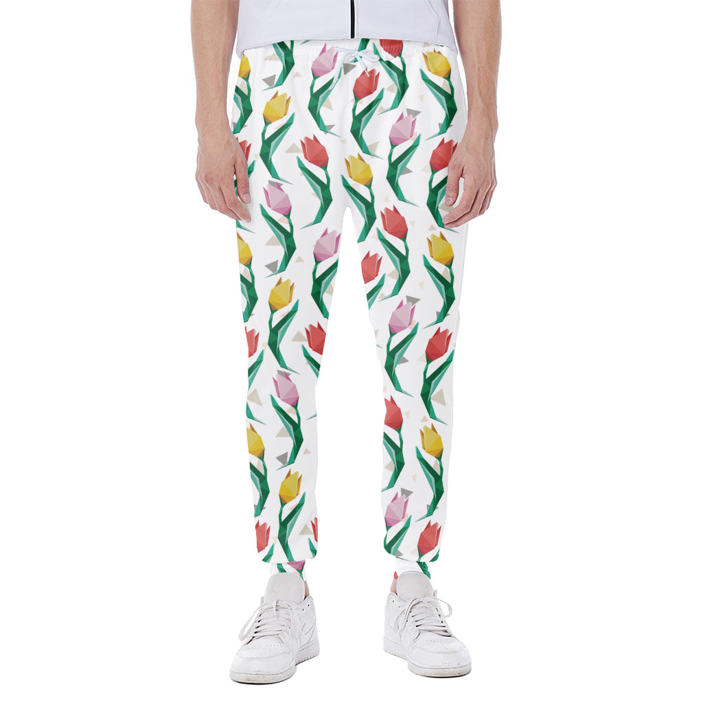 Polygon Tulip Pattern Print Scuba Joggers
