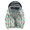 Polygon Tulip Pattern Print Sherpa Lined Zip Up Hoodie