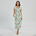 Polygon Tulip Pattern Print Short Sleeve Maxi Dress