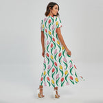 Polygon Tulip Pattern Print Short Sleeve Maxi Dress