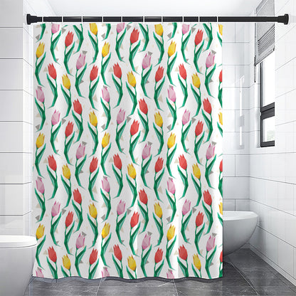 Polygon Tulip Pattern Print Shower Curtain