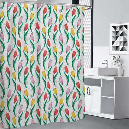 Polygon Tulip Pattern Print Shower Curtain