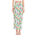 Polygon Tulip Pattern Print Side Slit Maxi Skirt