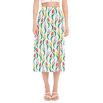Polygon Tulip Pattern Print Side Slit Midi Skirt