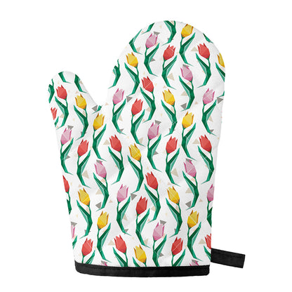 Polygon Tulip Pattern Print Single Oven Mitt