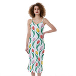 Polygon Tulip Pattern Print Slim Fit Midi Cami Dress