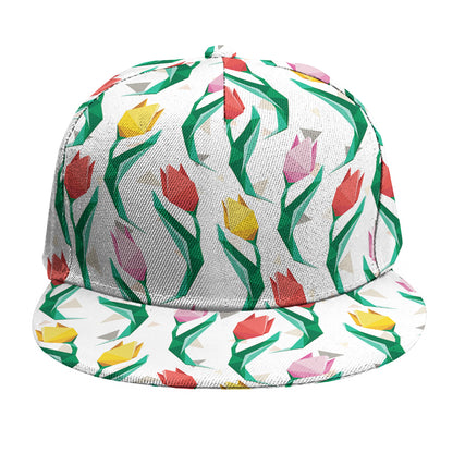 Polygon Tulip Pattern Print Snapback Cap