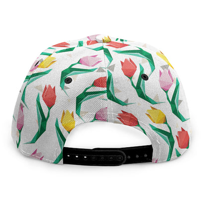 Polygon Tulip Pattern Print Snapback Cap