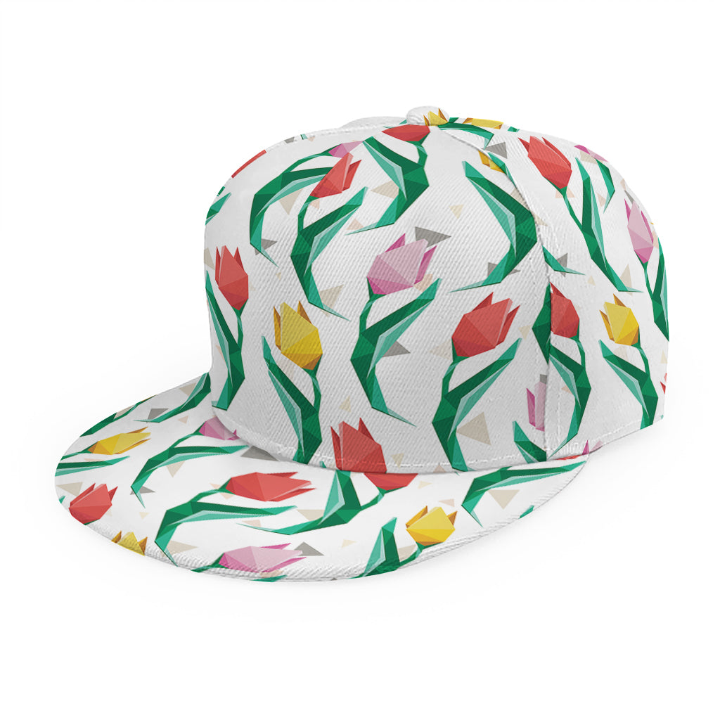 Polygon Tulip Pattern Print Snapback Cap