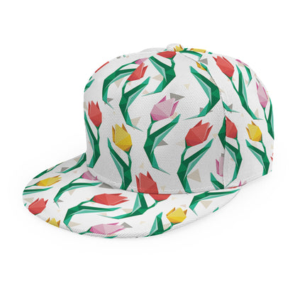 Polygon Tulip Pattern Print Snapback Cap