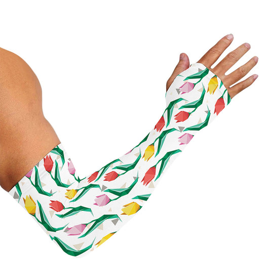 Polygon Tulip Pattern Print Sun Protection Arm Sleeves