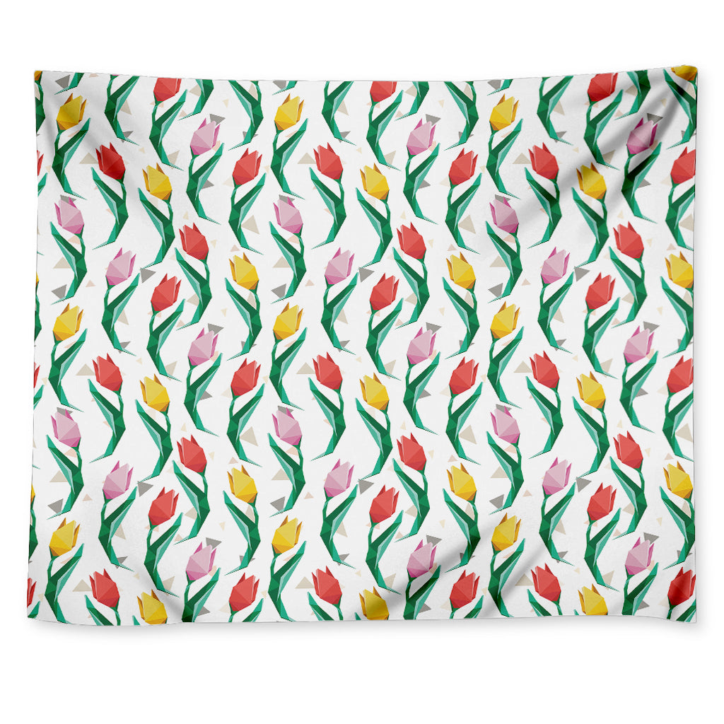 Polygon Tulip Pattern Print Tapestry