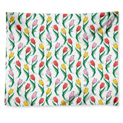 Polygon Tulip Pattern Print Tapestry