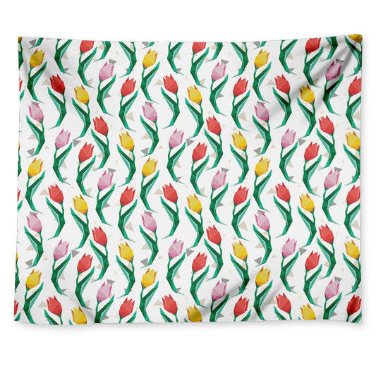 Polygon Tulip Pattern Print Tapestry