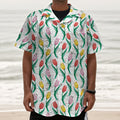 Polygon Tulip Pattern Print Textured Short Sleeve Shirt