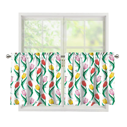 Polygon Tulip Pattern Print Tier Curtains