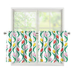 Polygon Tulip Pattern Print Tier Curtains