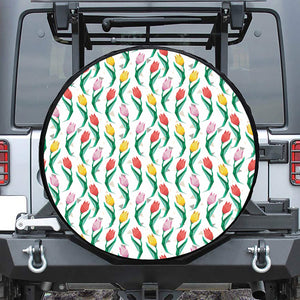 Polygon Tulip Pattern Print Tire Cover