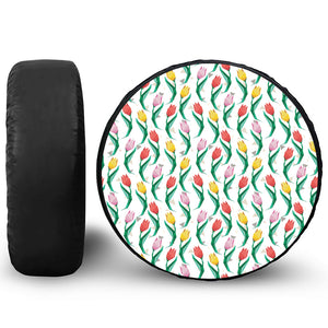 Polygon Tulip Pattern Print Tire Cover