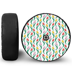 Polygon Tulip Pattern Print Tire Cover With Camera Hole