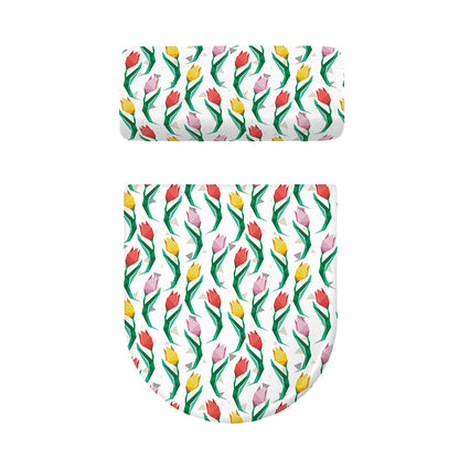 Polygon Tulip Pattern Print Toilet Lid And Tank Cover Set