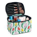 Polygon Tulip Pattern Print Travel Makeup Bag