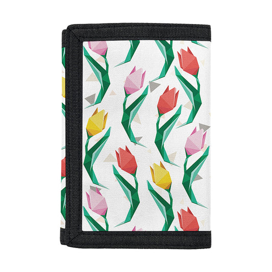 Polygon Tulip Pattern Print Trifold Wallet