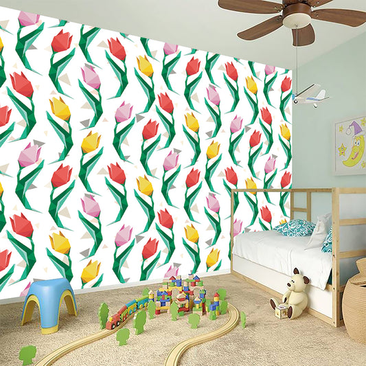 Polygon Tulip Pattern Print Wall Sticker