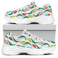 Polygon Tulip Pattern Print White Chunky Shoes