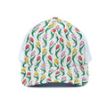 Polygon Tulip Pattern Print White Mesh Trucker Hat