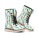 Polygon Tulip Pattern Print Winter Boots