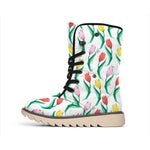 Polygon Tulip Pattern Print Winter Boots