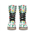 Polygon Tulip Pattern Print Winter Boots