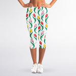 Polygon Tulip Pattern Print Women's Capri Leggings