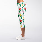 Polygon Tulip Pattern Print Women's Capri Leggings