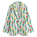 Polygon Tulip Pattern Print Women's Cotton Blazer