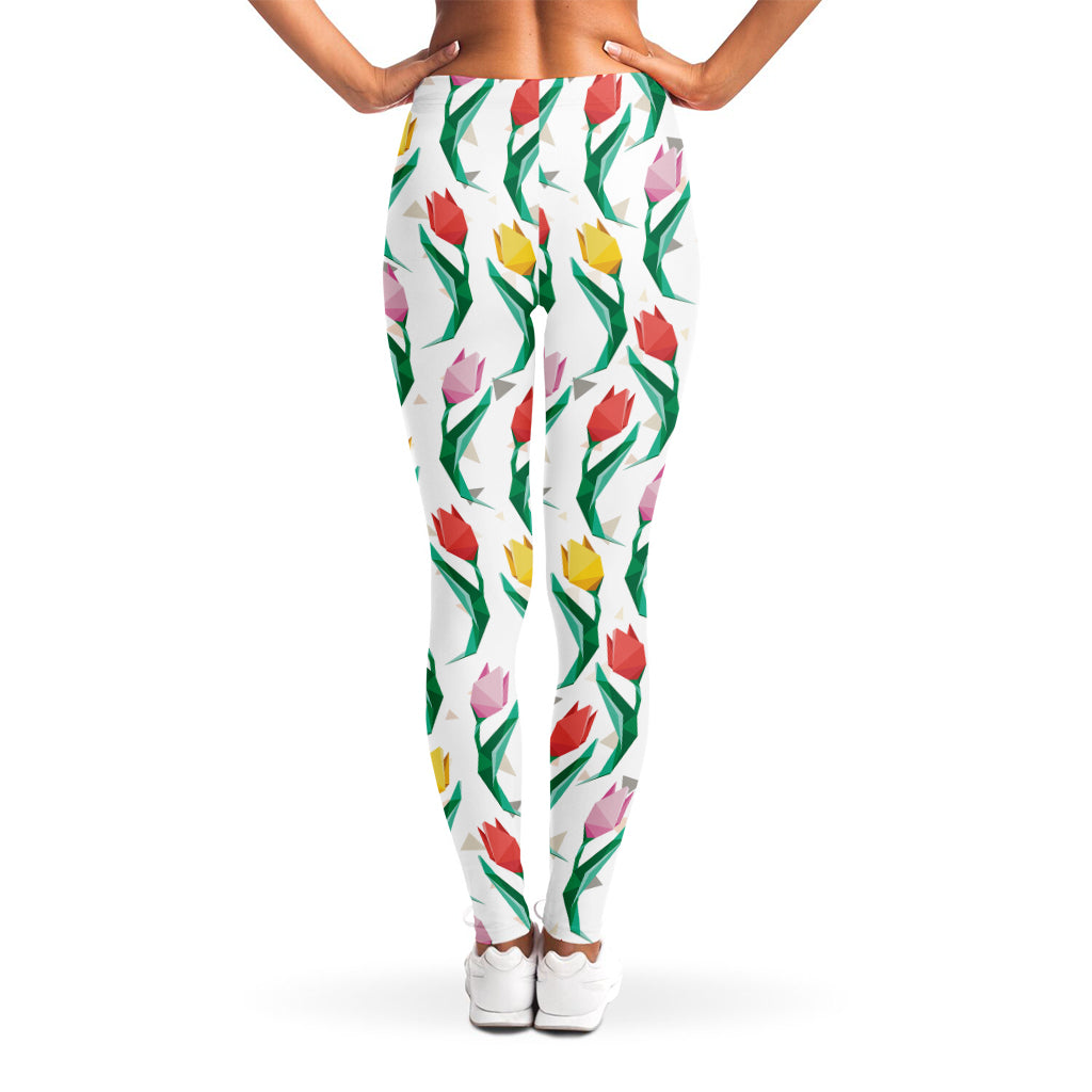 Polygon Tulip Pattern Print Women's Leggings